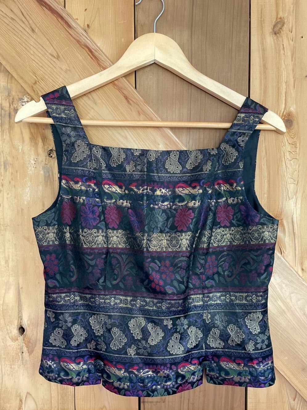 VTG 90's Boho J.R. Nites by Caliendo Womens Jacquard Printed Tank Sz 8